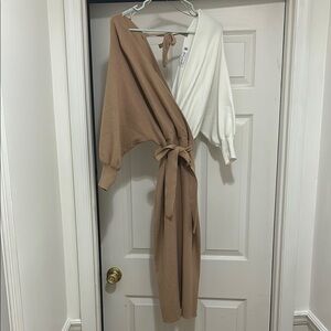 Petal and Pup Two-Tone Sweater Wrap Dress